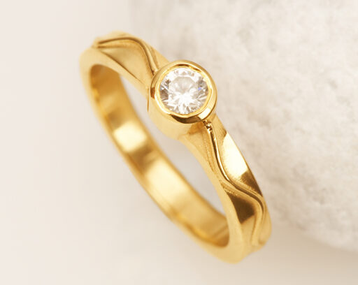 Bold North Devon Wave Ethical Engagement Ring
