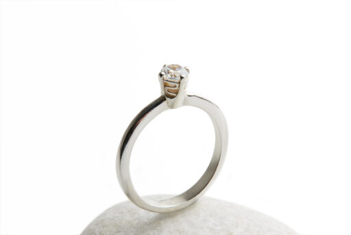 4 Claw Ethical Solitaire Engagement Ring with Waves in Fairtrade Gold