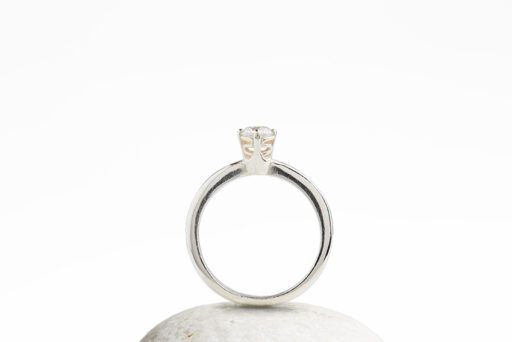 4 Claw Set Solitaire Wave Engagement Ring - Image 2