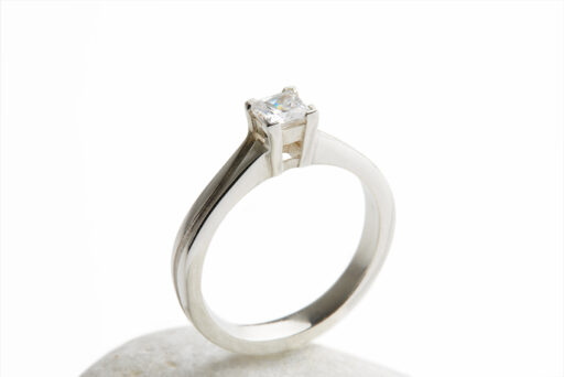 Indented Wave Princess Cut Diamond Engagement Ring