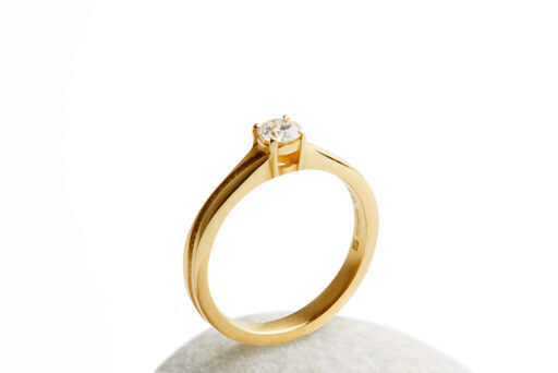 Indented Wave Brilliant Cut Diamond Engagement Ring