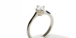 Angled Princess Cut Diamond Engagement Ring