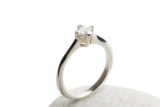 Angled Princess Cut Diamond Engagement Ring