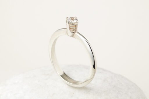 4 Claw Set Solitaire Wave Engagement Ring