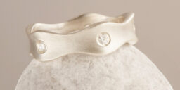 Sand Ocean Wave Engagement & Wedding Ring Set