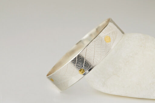 Large Leaf Silver Bangle