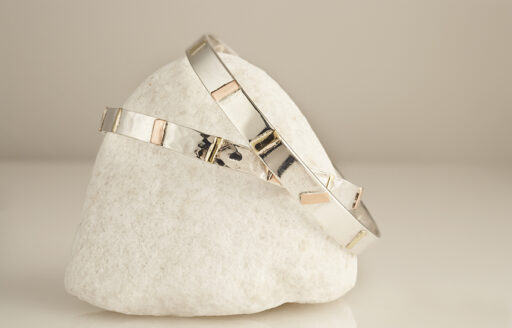 Silver bangle with copper & Gold