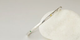 Solid Hammered Silver Bangle with Set Stones