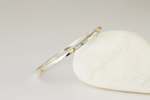 Three Recycled Silver Bangles Connected with a Bronze & Silver Disc - Image 12