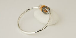 Recycled Silver Tube Bangle with Silver & Bronze Decorative Discs
