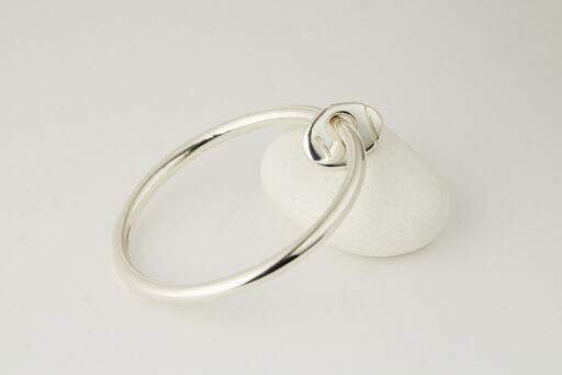 Three Recycled Silver Bangles Connected with a Bronze & Silver Disc - Image 7