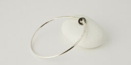 Recycled Silver Bangle with Oxidised Disc
