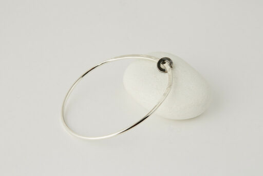 Recycled Silver Bangle with Oxidised Disc