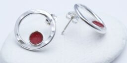 Round Silver Studs with Enamelled Silver Cup