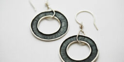 Large Silver Oxidised Hoop Earrings