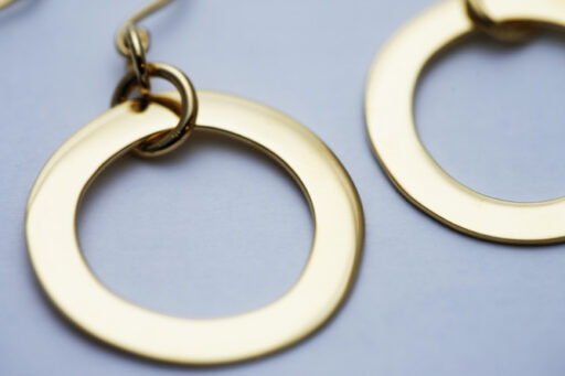 Large silver hoop drop earrings Gold plated - Image 4