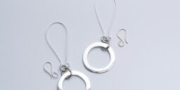 Large silver hoop drop earrings