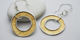 Large Silver and Gold Plate textured earrings
