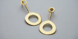 Large double hoop stud earrings Gold Plated
