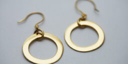 Large silver hoop drop earrings Gold plated