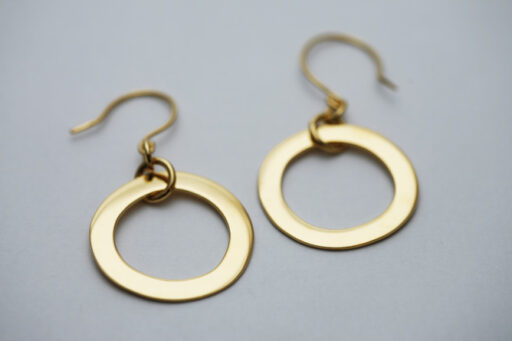 Large silver hoop drop earrings Gold plated