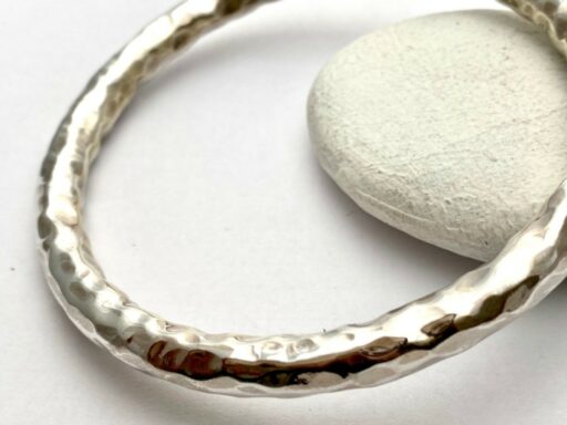 Chunky Hammered Tube Bangle - Image 2